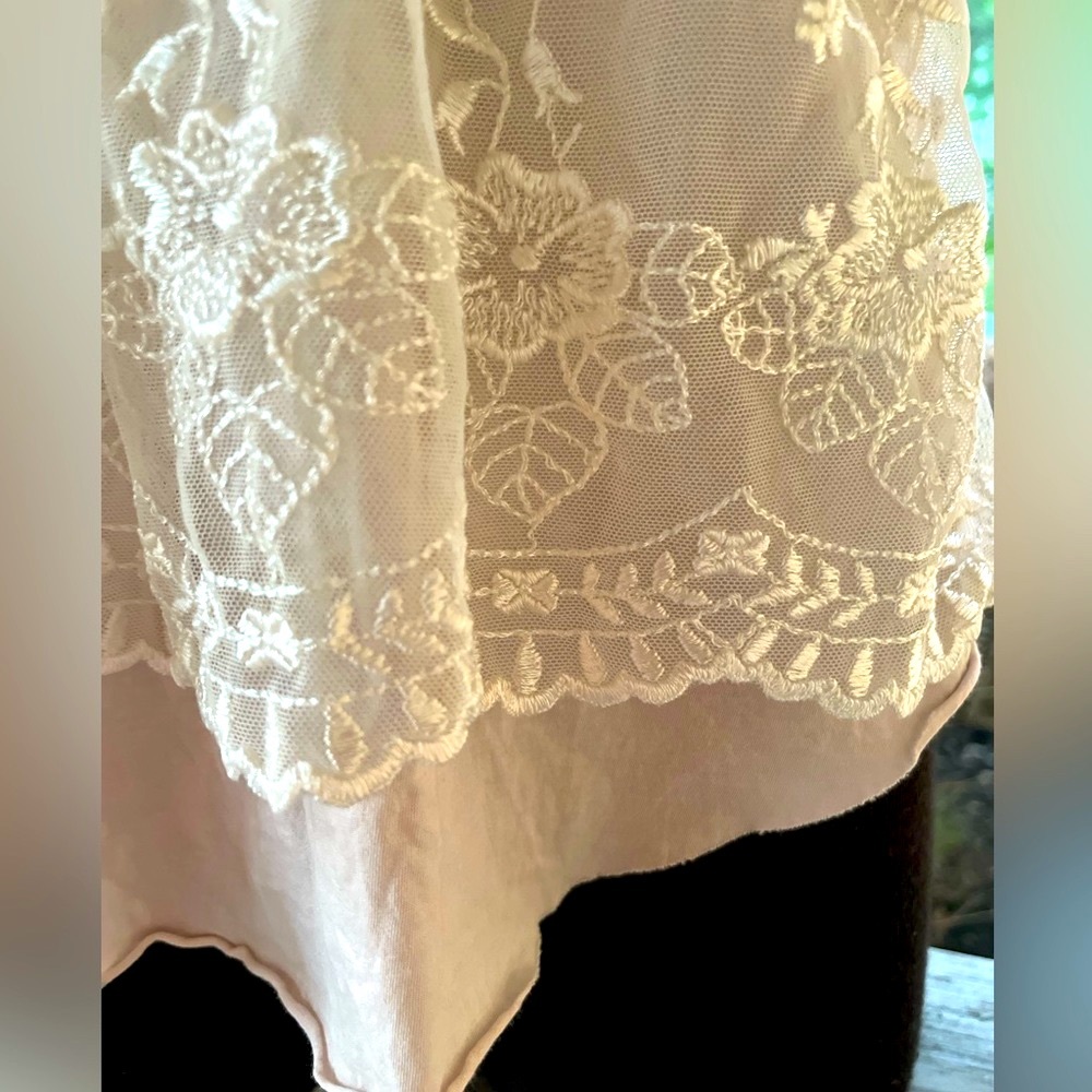Free People Pink/Ivory Soft Knit Twisted Straps Racerback Tiered Tank Top Small - Picture 3 of 8